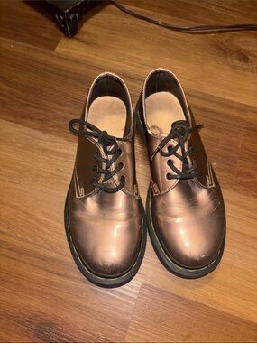 Dr. Martens Metallic Bronze Lace-Up Shoes with Black Laces